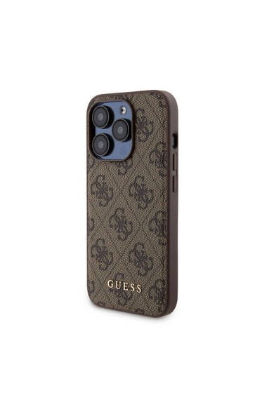 iPhone 15 Pro Uyumlu Kılıf Guess Lisanslı Magsafe Özellikli Kapak + Powerbank 5000mAh Kahverengi