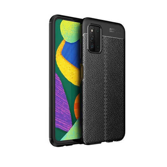 Galaxy A03S Kılıf   Deri Desenli Kamera Korumalı Silikon