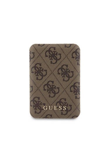 iPhone 15 Uyumlu Kılıf Guess Lisanslı Magsafe Özellikli Kapak + Powerbank 5000mAh Kahverengi