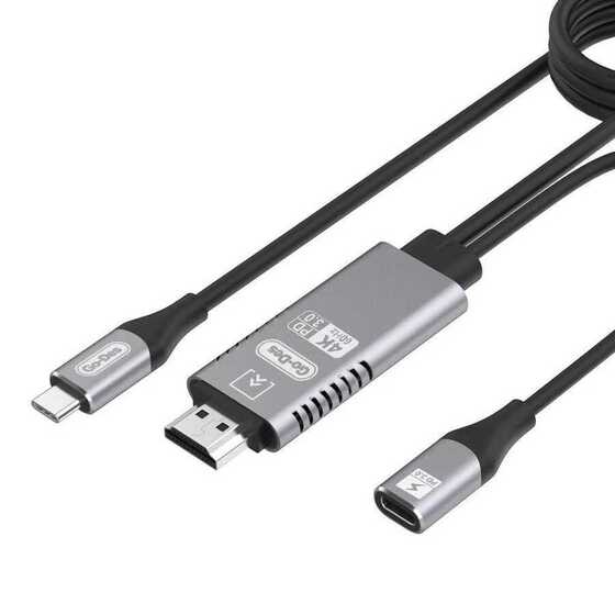 Go Des GD-8770 Type-C To HDMI 4K Kablo PD 3.0 Görüntü Aktarım Kablosu