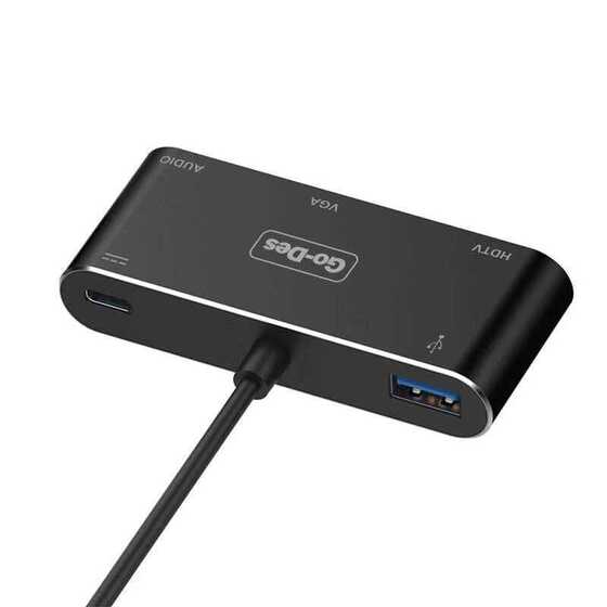 Go Des GD-8761 Type-C to HDMI 4K & VGA & Aux Dönüştürücü Adaptör USB 3.0