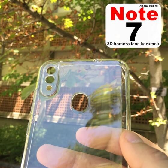 Xiaomi Redmi Note 7 3D Maximum Kamera Korumalı Şeffaf Kılıf