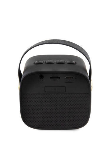 Lisanslı Askılı PU Deri Yazı Logolu 5W Bluetooth Speaker Siyah