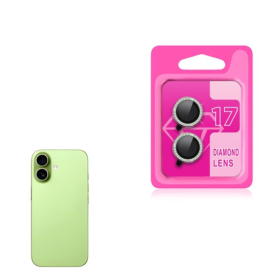 iPhone 17 Kamera Lens Koruyucu Renkli Elmas Taşlı Temperli Cam Koruyucu CL-06