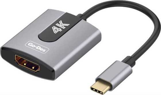 Go Des GD-8279 Type-C HDMI 4K Dönüştürücü Adaptör Type-C AV Kablo 1,5 cm