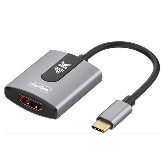 Go Des GD-8279 Type-C HDMI 4K Dönüştürücü Adaptör Type-C AV Kablo 1,5 cm