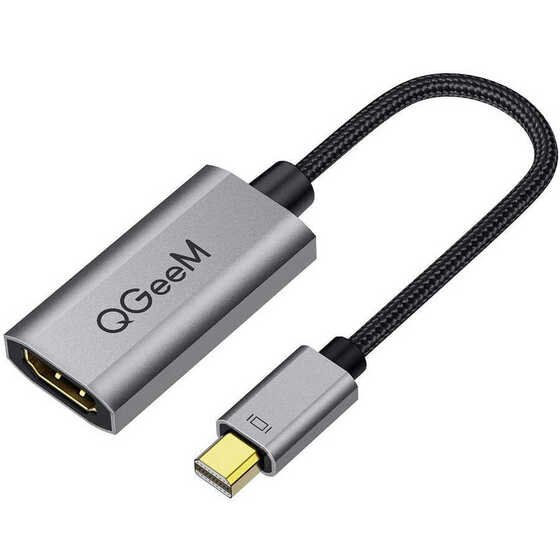 Qgeem QG-HD09 Mini Display Port To HDMI 4K Dönüştürücü 20 cm Örgü Kablo