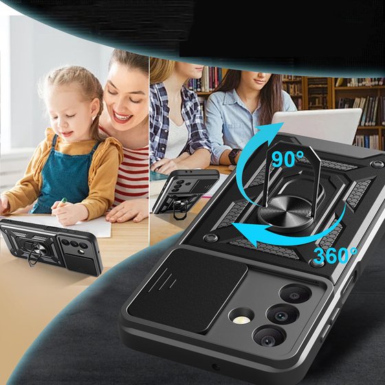 Galaxy A17 Kılıf Magnetik Standlı Kamera Korumalı Sürgülü Vega Kapak