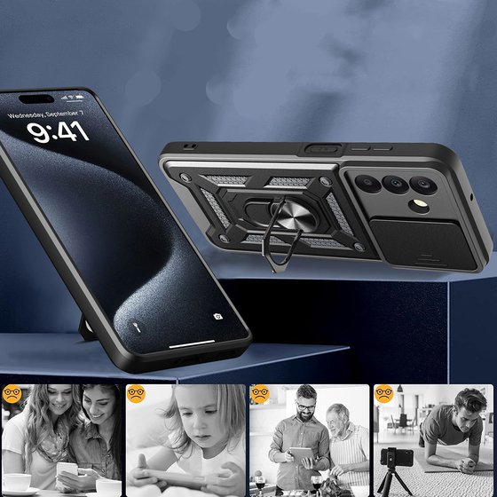 Galaxy A17 Kılıf Magnetik Standlı Kamera Korumalı Sürgülü Vega Kapak