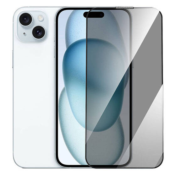 Apple iPhone 15 Plus Wiwu GT-011 Anti-Bakteriyel Özellikli Polimer Oleofobik Kaplama Temperli Privacy Cam Ekran Koruyucu