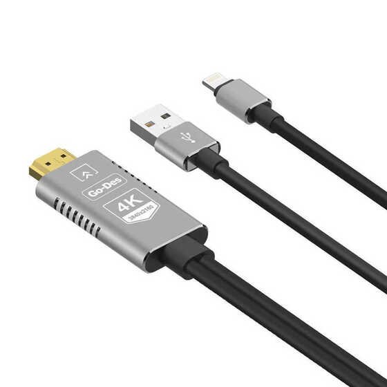 Go Des GD-8278 Lightning HDMI 4K Kablo 180 cm Görüntü Aktarım Kablosu