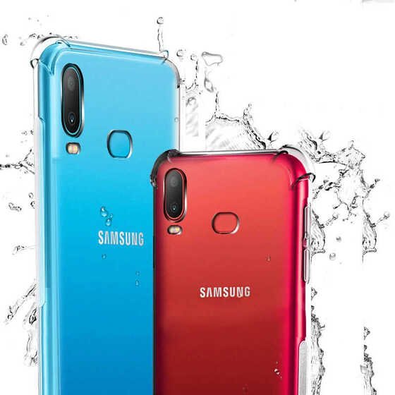 Galaxy A10S Köşeleri Airbagli Şeffaf Zırh Anti Şok Kılıf