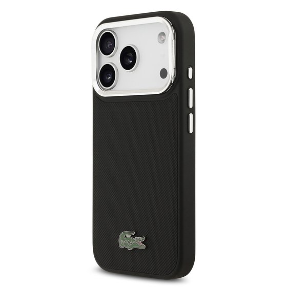 Apple iPhone 17 Pro Kılıf Lacoste Orjinal Lisanslı M-safe Şarj Özellikli PU Pike Desenli Standlı Metal Logolu Kapak