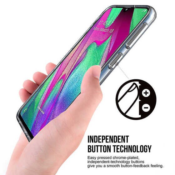 Galaxy A40 Kenarları Esnek Yüzeyi Sert Gard Silikon Şeffaf Kılıf