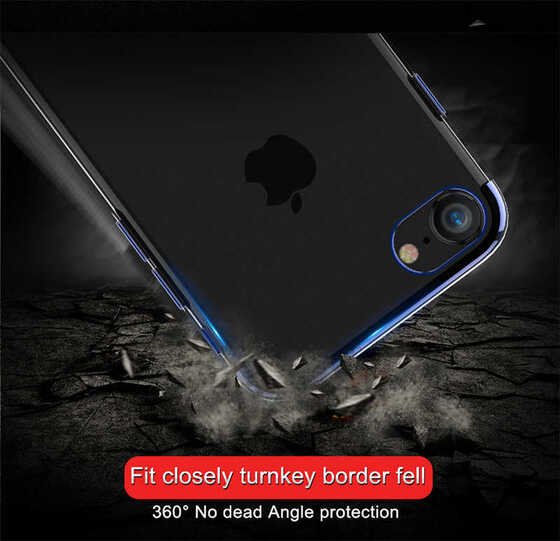 iPhone 7/8/SE Kılıf İnce Köşeleri Renkli Şeffaf Silikon