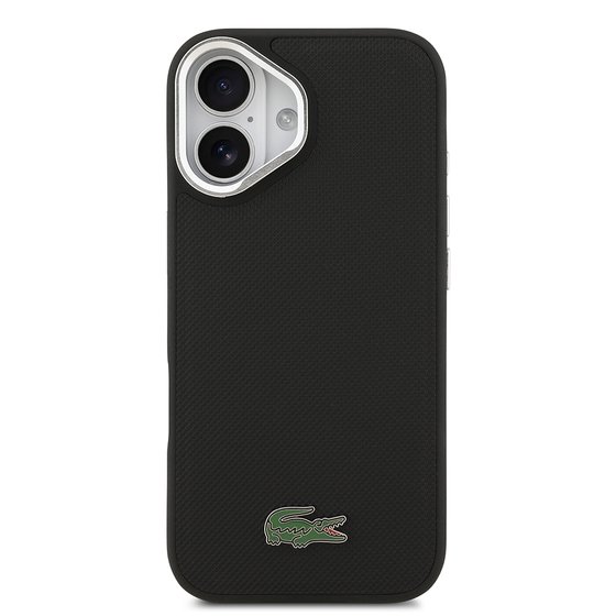 Apple iPhone 17 Kılıf Lacoste Orjinal Lisanslı M-safe Şarj Özellikli PU Pike Desenli Standlı Metal Logolu Kapak