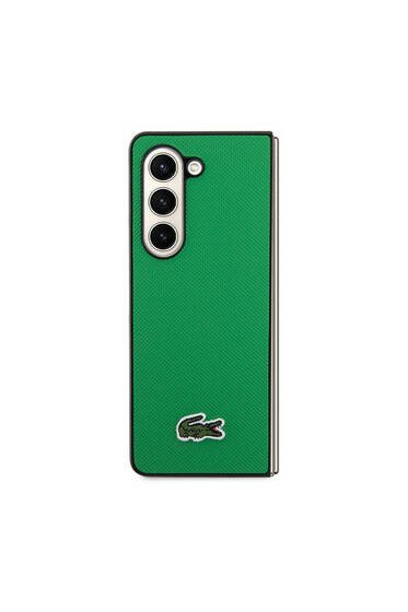 Galaxy Z Fold 5 Uyumlu Kılıf Lacoste Lisanslı PU Pike Desenli İkonik Timsah Logolu Yeşil