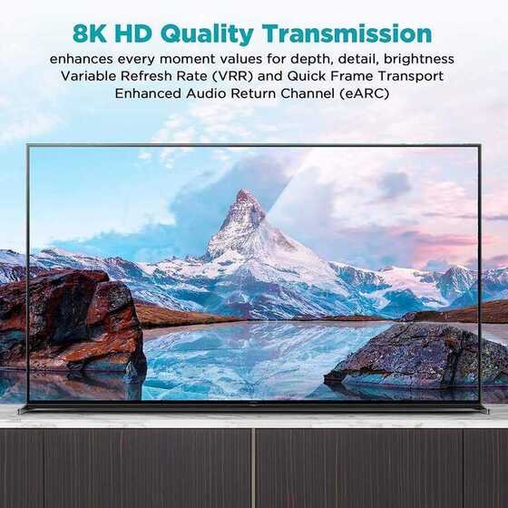 Qgeem QG-AV17 4K 120Hz / 8K 60Hz HDMI Kablo 305 cm 48 Gbps HDMI 2.1 Görüntü Aktarım