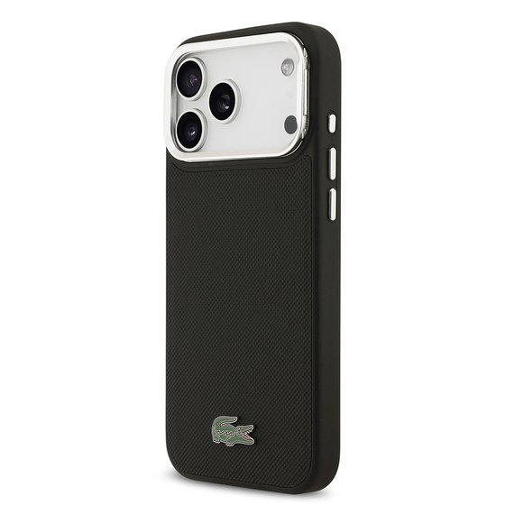 Apple iPhone 17 Pro Max Kılıf Lacoste Orjinal Lisanslı M-safe Şarj Özellikli PU Pike Desenli Standlı Metal Logolu Kapak