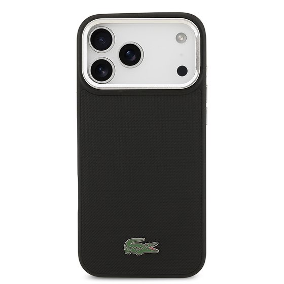 Apple iPhone 17 Pro Max Kılıf Lacoste Orjinal Lisanslı M-safe Şarj Özellikli PU Pike Desenli Standlı Metal Logolu Kapak