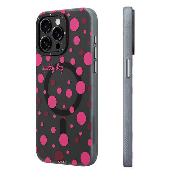 Apple iPhone 13 Pro Max Kılıf Magsafe Şarj Özellikli Polka Dot Desenli Youngkit Spots Serisi Kapak