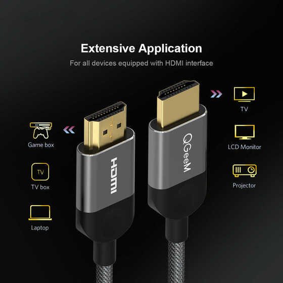 Qgeem QG-AV14 4K HDMI Kablo 100 cm 18 Gbps HDMI 2.0 Görüntü Aktarım Kablosu