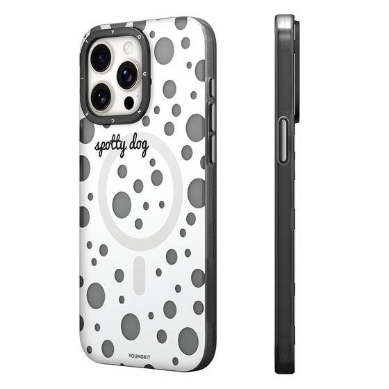 Apple iPhone 14 Pro Max Kılıf Magsafe Şarj Özellikli Polka Dot Desenli Youngkit Spots Serisi Kapak