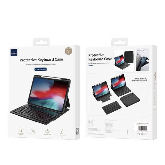 Apple iPad Air 10.9 2020 (4.Nesil) Wiwu Protective Gizli Kalem Bölmeli Klavyeli Kılıf