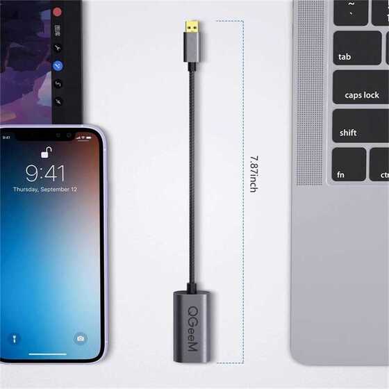 Qgeem QG-UA07 USB 3.0 to VGA Dönüştürücü 1080p Full HD Görüntü Aktarım Kablosu Tak & Çalıştır