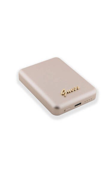 Lisanslı Magsafe Şarj Özellikli Metal Yazı Logolu Powerbank 5000mAh 15W Gold