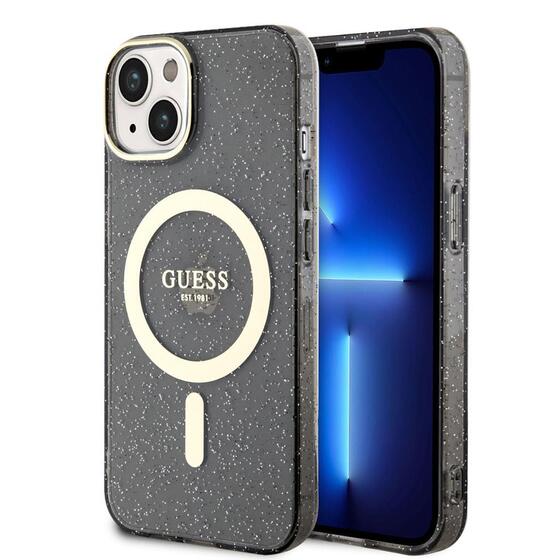 Apple iPhone 14 Kılıf GUESS Magsafe Şarj Özellikli Glitter Kapak