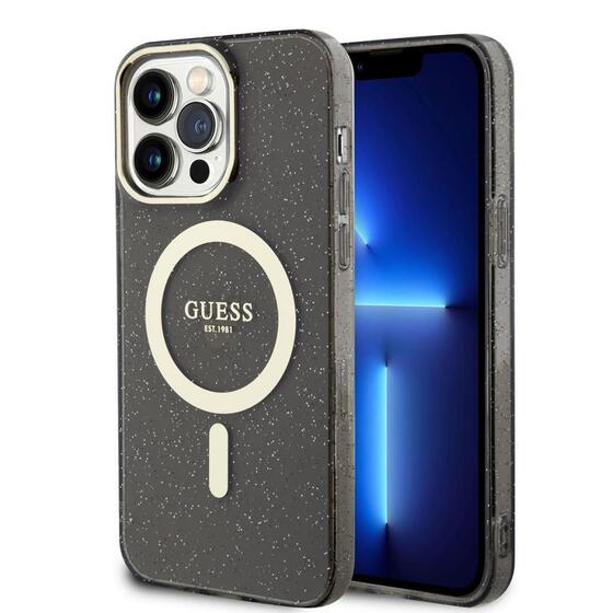 Apple iPhone 14 Pro Kılıf GUESS Magsafe Şarj Özellikli Glitter Kapak