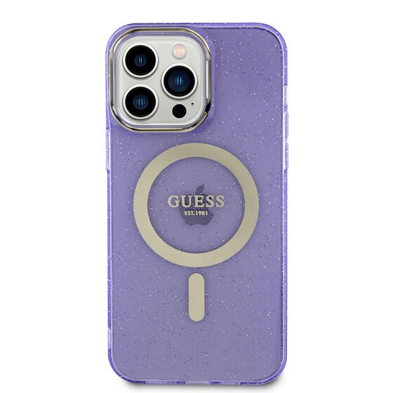 Apple iPhone 14 Pro Max Kılıf GUESS Magsafe Şarj Özellikli Glitter Kapak