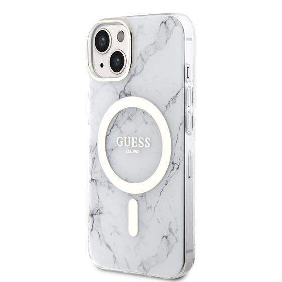 Apple iPhone 14 Plus Kılıf GUESS Magsafe Şarj Özellikli Mermer Desenli Kapak