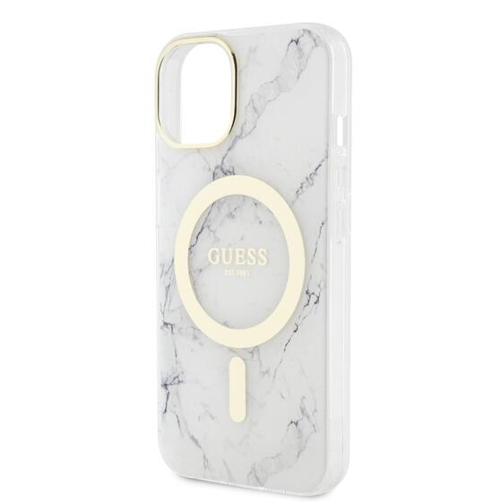 Apple iPhone 14 Plus Kılıf GUESS Magsafe Şarj Özellikli Mermer Desenli Kapak