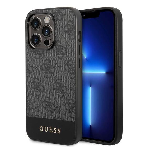 Apple iPhone 14 Pro Max Kılıf GUESS PU Deri Şerit Logo Dizaynlı Kapak