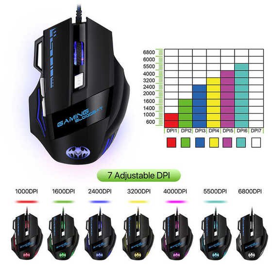 7 Tuşlu Ergonomik Tasarım Hassas Dizayn Oyuncu Mouse