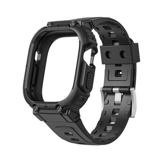 Apple Watch Ultra 49mm Wiwu Wi-WB014 Armor Serisi 2in1 Sert PC Kasa Koruyuculu Silikon Kordon