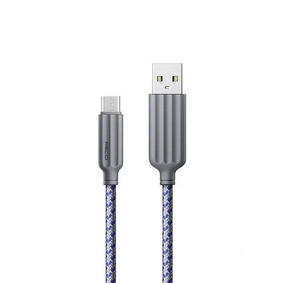 Micro Usb Şarj Kablosu Recci RTC-N23M 2.4A Hızlı Şarj Özellikli Micro to USB Kablo 1M Gri