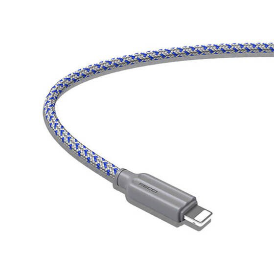 iPhone Usb Şarj Kablosu Recci RTC-N23L 2.4A Hızlı Şarj Özellikli Lightning to USB Kablo 1M Gri