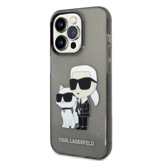 Apple iPhone 14 Pro Max Kılıf Karl Lagerfeld Transparan Simli K&C Dizayn Kapak