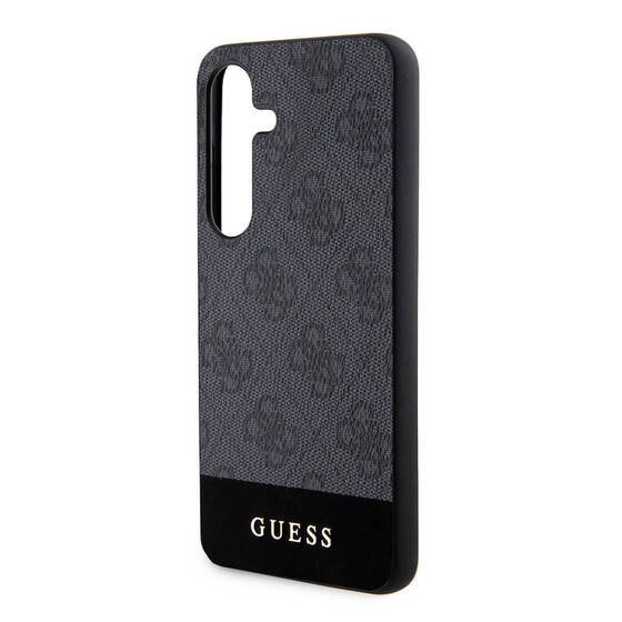 Galaxy S24 Kılıf Guess Orjinal Lisanslı PU Deri Şerit Logo Dizaynlı Kapak