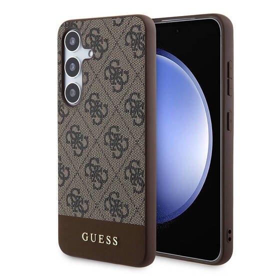 Galaxy S24 Plus Kılıf Guess Orjinal Lisanslı PU Deri Şerit Logo Dizaynlı Kapak