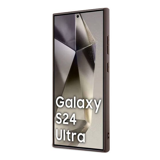 Galaxy S24 Ultra Kılıf Guess Orjinal Lisanslı PU Üçgen Logo 4G Desenli Kapak