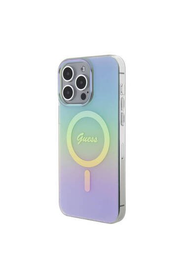 iPhone 15 Pro Max Uyumlu Kılıf Guess Lisans Magsafe Şarj Özellik Yazı Logo Iridescent Turkua