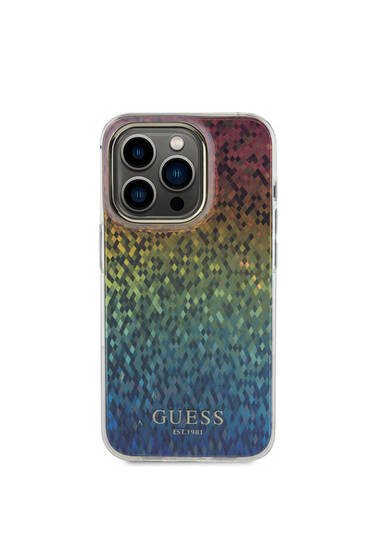 iPhone 15 Pro Uyumlu Kılıf  Yazı Logolu Mirror Disco Kapak Colorful