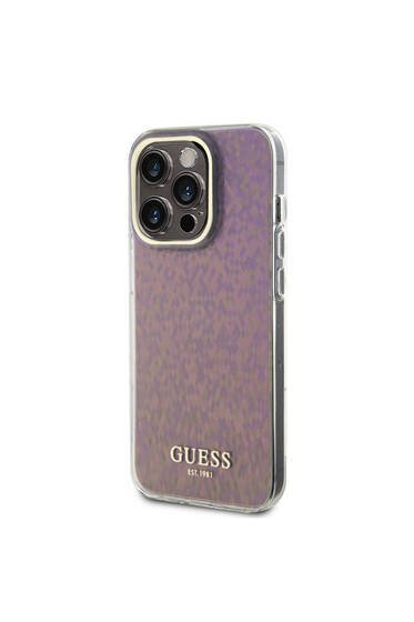 iPhone 15 Pro Uyumlu Kılıf Guess Lisanslı Yazı Logolu Mirror Disco Kapak Pembe