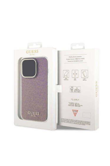 iPhone 15 Pro Uyumlu Kılıf Guess Lisanslı Yazı Logolu Mirror Disco Kapak Pembe