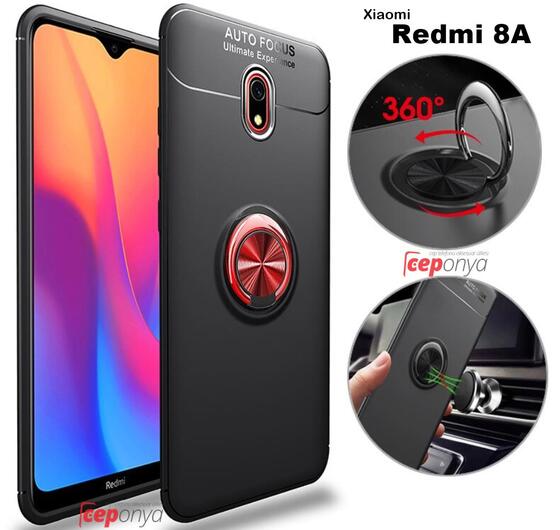 Xiaomi Redmi 8A Yüzüklü Standlı Manyetikli Kamera Korumalı Kılıf