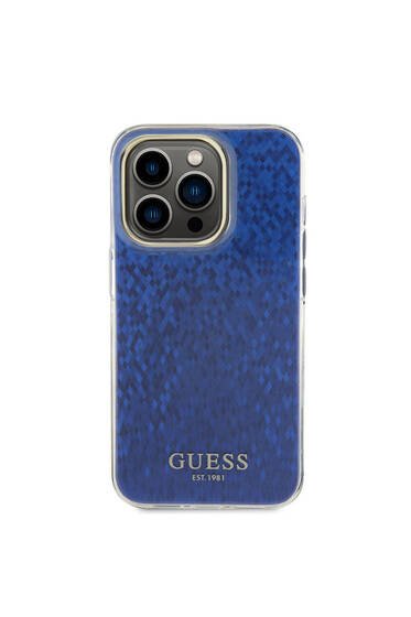 iPhone 15 Pro Max Uyumlu Kılıf Guess Lisanslı Yazı Logolu Mirror Disco Kapak Mor